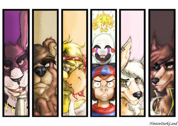 alternate_species angry anthro anthrofied blue_eyes clothing eye_patch eyewear female fur furrification group gun hair hat headgear headwear hook looking_at_viewer male piercing pirate puppet purple_eyes ranged_weapon red_eyes smile sun teeth weapon yellow_eyes nintendarkland five_nights_at_freddy's five_nights_at_freddy's_2 scottgames sister_location balloon_boy_(fnaf) bonnie_(fnaf) chica_(fnaf) foxy_(fnaf) freddy_(fnaf) funtime_foxy_(fnaf) mangle_(fnaf) marionette_(fnaf) avian bear bird canid canine chicken fox galliform haplorhine human humanoid lagomorph leporid mammal monkey phasianid primate rabbit