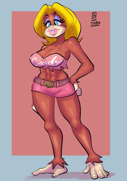 anthro big_breasts breasts clothed clothing eyelashes feet female half-closed_eyes hand_on_hip lips long_eyelashes narrowed_eyes nipple_outline prehensile_feet skimpy solo standing thick_lips thick_thighs toes wide_hips insomniacpen donkey_kong_(series) nintendo candy_kong ape haplorhine kong mammal primate 2026 hi_res