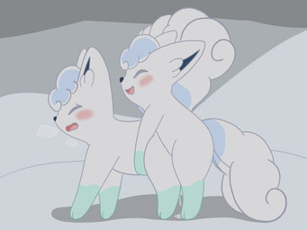 blush bodily_fluids cum cum_inside doggystyle duo female feral feral_on_feral fluffy fluffy_tail from_behind_position fur genital_fluids happy happy_sex leaking_cum leg_markings male male/female markings multi_tail open_mouth sex socks_(marking) tail white_body white_fur 81yffulfmm nintendo pokemon alolan_form alolan_vulpix generation_7_pokemon pokemon_(species) regional_form_(pokemon) 4:3 hi_res