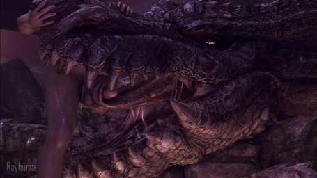 ambiguous_feral ambiguous_gender balls bestiality bodily_fluids bouncing_balls cum cumshot ejaculation erection fellatio feral genital_fluids genitals human_on_feral humanoid_genitalia humanoid_penis interspecies larger_feral long_tongue male male/ambiguous male_human male_on_feral nude open_mouth oral oversized_fellatio oversized_oral penile penis penis_on_tongue sex sharp_teeth size_difference smaller_human smaller_male teeth thrusting tongue tongue_around_penis tongue_out tonguejob rayhuma capcom monster_hunter mythology dragon elder_dragon fatalis human mammal mythological_creature mythological_scalie scalie 3d_(artwork) 3d_animation animated digital_media_(artwork) high_framerate huge_filesize long_playtime no_sound webm