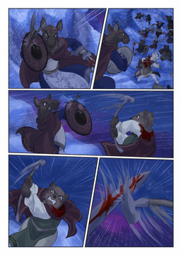 anthro battle biped blood blood_on_weapon bodily_fluids brown_body brown_fur clothed clothing female fight fur group hammer horn male melee_weapon motion_lines night outside snow snowing sword tools warhammer weapon wind bjekkergauken herja_(bjekkergauken) hillevi hjordis the_weapon_thief aurochs bear bovid bovine brown_bear canid canine canis deer mammal moose new_world_deer recently_extinct_species suid suine sus_(pig) ursine wild_boar wolf 2025 colored comic hi_res