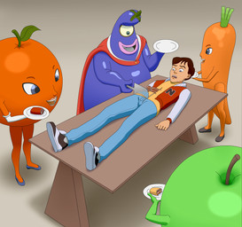 1_eye 5_fingers after_transformation anthro anthro_pred apple black_clothing black_footwear black_shoes black_sneakers blue_bottomwear blue_clothing blue_eyes blue_jeans blue_pants bottomwear brown_hair brown_table cake carrot clothing denim denim_bottomwear denim_clothing dessert eggplant female fingers food food_transformation footwear fruit furniture gore gradient_background green_apple green_body grey_clothing grey_footwear grey_shoes group hair human_prey inanimate_transformation jacket jeans letterman_jacket male not_furry not_furry_focus open_mouth orange_(fruit) orange_body pants plant purple_body purple_clothing purple_footwear purple_shoes shoes short_hair simple_background soft_gore soft_vore table topwear transformation vegetable vore where_is_your_god_now donpretzel captain_n_the_game_master dic_entertainment kid_icarus nintendo captain_n eggplant_wizard food_creature human mammal 2018 absurd_res digital_drawing_(artwork) digital_media_(artwork) english_description hi_res