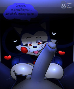 anthro balls big_breasts big_penis blue_body blue_eyeshadow bodily_fluids breasts crossgender curvy_figure dialogue duo erection eyelashes eyeshadow fangs female first_person_view foreskin genital_fluids genitals glistening glistening_body glistening_breasts heart_symbol hearts_around_head human_pov imminent_oral imminent_sex leaking_precum long_tail looking_at_viewer machine makeup male male/female male_pov mtf_crossgender nude nude_anthro nude_female penis precum red_eyes robot_joints rosy_cheeks sharp_teeth smile tail talking_to_viewer teeth text tongue tongue_out under_table unzipped unzipped_pants voluptuous voluptuous_anthro voluptuous_female white_body zipper beanontoast five_nights_at_candy's candy_(fnac) animatronic domestic_cat felid feline felis human mammal robot 2025 artist_name digital_drawing_(artwork) digital_media_(artwork) english_text hi_res watermark