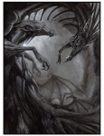 ambiguous_gender bleak_ambiance border dark feral group membrane_(anatomy) membranous_wings white_border wings hibbary mythology dragon mythological_creature mythological_scalie scalie greyscale monochrome