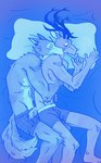 5_fingers anthro anthro_on_anthro antlers athletic athletic_anthro athletic_male biped clothed clothing cuddling duo fingers fur horn humanoid_hands lying male male/male on_side spooning topless underwear underwear_only spicedpopsicle beastars legoshi_(beastars) louis_(beastars) canid canine canis cervine deer mammal red_deer wolf colored hi_res