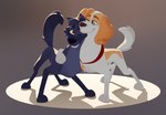 black_body black_ears black_fur black_hair black_nose black_tail brown_body brown_ears brown_eyes brown_fur brown_nose duo feral fleur-de-lis front_view fur green_eyes grey_body grey_fur hair hand_on_neck hug looking_at_another male multicolored_body multicolored_fur one_eye_closed quadruped side_hug smile tail teeth two_tone_body two_tone_fur white_body white_fur white_tail ice_nova belfort_and_lupin belfort_(belfort_and_lupin) lupin_(belfort_and_lupin) bird_dog canid canine canis domestic_dog french_spaniel hunting_dog hybrid mammal spaniel wolf wolfdog 2025 3d_(artwork) digital_media_(artwork)