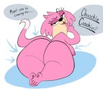 anthro areola big_butt breasts butt dialogue eyelashes female fur looking_at_viewer nipples nude pink_body pink_fur presenting solo text toony kaboozey hanna-barbera jellystone_(hbo_max) top_cat_(series) choo-choo_(top_cat) domestic_cat felid feline felis mammal 2022 english_text hi_res