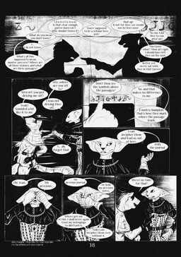 7_panel_comic anthro biped black_eyes black_hair black_text clothed clothing dialogue duo ellipsis exclamation_point fingers gesture gloves hair hand_gesture handwear male motion_lines open_mouth page_number pointing pointing_at_another question_mark speech_bubble standing symbol tail talking_to_another text white_sclera leprzil domestic_cat felid feline felis mammal murid murine oriental_shorthair rat rodent 2026 artist_name comic english_text hi_res monochrome