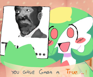 female hair hair_over_eye humanoid_pointy_ears open_mouth open_smile pointy_ears smile solo text melfunnysmell nintendo pokemon tomodachi_life gaba_(melfunnysmell) morgan_freeman gardevoir generation_3_pokemon human humanoid mammal pokemon_(species) english_text