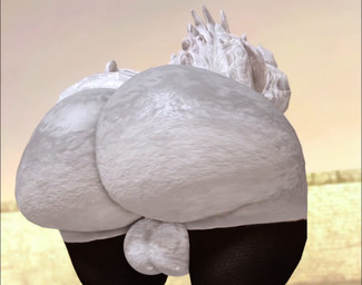 anthro ass_clapping balls bent_over big_balls big_butt black_clothing black_legwear black_stockings bouncing_balls bouncing_butt brown_horn butt butt_focus butt_jiggle close-up clothing genitals glistening glistening_balls glistening_body glistening_butt glistening_genitalia glistening_skin horn huge_butt jiggling legwear legwear_only light male mostly_nude multiple_angles nude open_mouth presenting presenting_hindquarters rear_view shaking_butt solo stockings stockings_only tail thick_thighs twerking white_balls white_body white_horn white_skin white_tail willie_piv fallout microsoft goris_(fallout) deathclaw lizard mammal reptile scalie 2026 3d_(artwork) 3d_animation animated colored digital_media_(artwork) lighting no_sound shaded short_playtime video