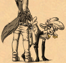 5_fingers all_fours anal anal_penetration animal_genitalia animal_penis anthro anthro_on_anthro anthro_penetrated anthro_penetrating anthro_penetrating_anthro armwear balls belt biped blush bodily_fluids boots bottomwear bottomwear_down canine_genitalia canine_penis clothed clothed_anthro clothed_male clothing cowbell cowbell_collar crossgender duo ear_piercing ear_ring elbow_gloves eye_roll eyebrow_through_hair eyebrows faceless_anthro faceless_character faceless_male femboy fingers footwear from_behind_position ftm_crossgender fur genitals gloves hair half-closed_eyes hand_on_butt hand_on_own_butt handwear head_turned horn humanoid_hands interspecies knot knotted_penis lips long_sleeves looking_pleasured male male/male male_anthro male_penetrated male_penetrating male_penetrating_male mostly_nude mostly_nude_anthro mostly_nude_male narrowed_eyes open_mouth pants pants_down partially_clothed penetration penile penile_penetration penis penis_in_ass perineum piercing plantigrade predator/prey ring_piercing rolled_up_sleeves sex shirt shoes short_horn side_view small_horn sneakers standing standing_doggystyle sweat sweaty_face tail tapering_penis teeth tongue topwear translucent translucent_hair wool_(fur) wool_hair young young_male soulcentinel droopy_(series) metro-goldwyn-mayer sheep_wrecked leggy_lamb bovid canid canine canis caprine domestic_sheep mammal sheep wolf 2026 monochrome sepia spot_color