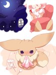 clothed clothing duo eevee female feral generation_1_pokemon hi_res human kemono looking_at_viewer mammal nakimayo night nintendo pokemon pokemon_(species)