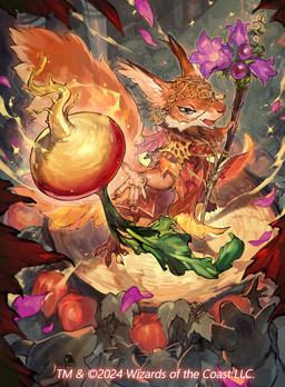anthro brown_body brown_fur female fingerpads flower food fur group high-angle_view holding_object holding_staff leaf_clothing magic pawpads plant smile solo_focus staff standing tail tree_stump turnip vegetable wolftapioca hasbro magic:_the_gathering wizards_of_the_coast hazel_(magic:_the_gathering) mammal mouse murid murine rodent sciurid tree_squirrel 2024 official_art