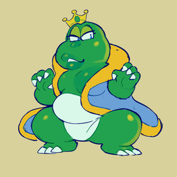 anthro big_breasts breasts cloak cloak_only clothed clothing crossgender crown crown_only featureless_crotch female headgear headgear_only mostly_nude mtf_crossgender non-mammal_breasts overweight overweight_anthro overweight_female partially_clothed solo vitreousglassy mario_bros nintendo wart_(mario) amphibian frog 1:1