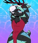 anthro bulge clothed clothing crossdressing hands_behind_head male smile smiling_at_viewer smirk smirking_at_viewer solo squidcats swimwear thick_thighs brassi deer mammal hi_res