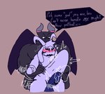 abdominal_bulge anthro asriel_dreemurr asriel_dreemurr_(god_form) big_dom_small_sub big_penis blush bodily_fluids boss_monster_(undertale) bovid caprine dominant dragaux dragon duo felineflustered genital_fluids genitals goat hands_on_waist horn huge_penis humanoid_genitalia humanoid_penis hyper hyper_genitalia hyper_insertion hyper_penis male male/male mammal muscular muscular_male mythological_creature mythological_scalie mythology nintendo onomatopoeia penis precum ring_fit_adventure scalie size_difference sound_effects text undertale undertale_(series) wings