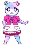 anthro biped blue_eyes blue_eyeshadow bow_ribbon clothing diamond_eyes dress eyeshadow female makeup multicolored_body simple_background solo sparkles sparkling_eyes white_background angelicmissmarie animal_crossing nintendo judy_(animal_crossing) bear mammal 2020 digital_drawing_(artwork) digital_media_(artwork) full-length_portrait hi_res portrait