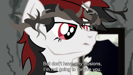 alternate_universe ambiguous_gender anthro close-up crown crown_of_thorns dialogue doorway duo female fur grey_mane headgear horn lidded_eyes machine mane multicolored_mane parody red_eyes red_mane science_fiction silhouette solo_focus text two_tone_mane white_body white_fur aaronmk fallout fallout_equestria foe:_project_horizons friendship_is_magic hasbro microsoft my_little_pony mythology stalker_(1979) blackjack_(fallout_equestria) fan_character equid equine horse mammal mythological_creature mythological_equine pony unicorn crossover english_text hi_res subtitled