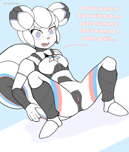 anthro female genitals machine simple_background solo spread_legs spreading tail text vulva hot_professor krita_(copyright) kiki_the_cyber_squirrel android mammal robot rodent sciurid tree_squirrel english_text hi_res signature