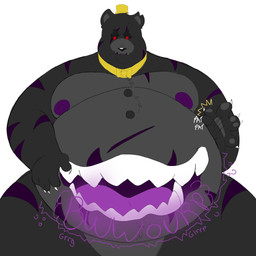 after_vore anthro anthro_pred belly belly_mouth big_belly black_body black_fur black_sclera bow_tie burp_cloud burping clothing digestion fur hat headgear headwear huge_belly male male_pred moobs nipples open_mouth overweight overweight_male red_eyes same_size_vore striped_body striped_fur stripes tongue top_hat vore rockaus15 five_nights_at_freddy's five_nights_at_freddy's_4 scottgames nightmare_(fnaf) bear mammal 1:1 hi_res