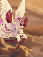 anthro belly big_belly flying male sky solo wings aternoir mythology farren_(apaperporcupine) avian bird gryphon mythological_avian mythological_creature animated hi_res no_sound short_playtime webm