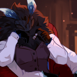 4_arms anthro beady_eyes black_body black_fur brown_clothing brown_topwear button_(fastener) clothed clothing front_view fur holding_object male male_anthro multi_arm multi_limb sitting solo topwear white_clothing white_topwear corzh77 arthropod insect lepidopteran moth 1:1 absurd_res hi_res