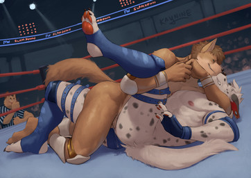 anal anal_penetration anthro audience defeat defeat_sex defeated duo ear_piercing fighting_ring from_front_position group leg_hook male male/male muscular penetration penile penile_penetration penis_in_ass piercing pinned public public_sex referee sex wrestling kaynine jj_(zarif) toxey_clawwolf canid canine canis dalmatian domestic_dog mammal wolf hi_res