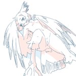 anthro beak breasts feathered_wings feathers featureless_breasts feet female genitals kemono nude pussy solo talons toes winged_arms wings ashcozy sierra_(ashcozy) avian bird 1:1