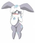 absurd_res anthro anthrofied bit-small blush carbink covering covering_self elemental_creature female fluffy gem gem_creature generation_6_pokemon genitals hi_res mineral_fauna nintendo nude pokemon pokemon_(species) pokemorph pussy shy simple_background solo white_background wide_hips