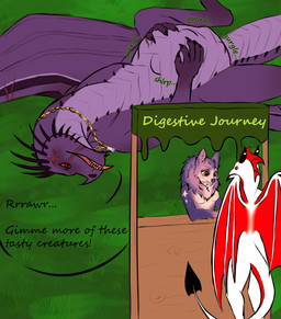 amusement_park amusement_ride anthro attraction belly big_belly breasts claws endosoma female feral fluffy fur group hair male markings nude open_mouth oral oral_vore outside predator/prey purple_body purple_fur safe_vore simple_background size_difference smile soft_vore tail teeth text tongue tongue_out vore white_body white_fur willing_pred willing_prey wings superplus european_mythology mythology voretober_2025 kabarga_(character) pythor_(fan_character) deer dragon mammal moschid musk_deer mythological_creature mythological_scalie scalie skrill_(species) western_dragon absurd_res digital_media_(artwork) english_text hi_res