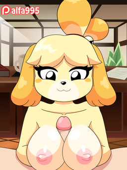 :3 anthro areola balls big_breasts black_nose blonde_hair blush blush_stickers bouncing_breasts breast_play breasts duo erect_nipples female genitals hair humanoid_genitalia humanoid_penis male male/female nipples patreon_logo patreon_username penis pink_nipples sex smile solo_focus text titfuck alfa995 animal_crossing nintendo patreon isabelle_(animal_crossing) canid canine canis domestic_dog human mammal shih_tzu toy_dog 2019 2d_animation 3:4 animated digital_media_(artwork) english_text short_playtime