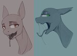 blue_eyes bodily_fluids fangs female forked_tongue long_tongue orange_eyes pupils saliva saliva_string sharp_teeth slit_pupils teeth tongue tongue_out stray_prey hasbro my_little_pony equid equine horse hybrid mammal pony reptile scalie snake portrait