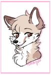 ambiguous_gender anthro border fur hair looking_at_viewer nude open_mouth smile solo white_border nanokyuu canid canine mammal sketch