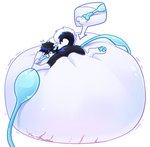 animal_genitalia animal_penis anthro belly belly_expansion belly_inflation big_belly black_body black_fur black_hair bladder_inflation blue_body blue_eyes blue_fur blue_hair butt dog_tail expansion fluffy fluffy_ears fluffy_hair fluffy_tail fur genitals hair hose hose_in_butt hose_in_penis hose_in_urethra hose_inflation huge_belly hyper hyper_inflation inflation inner_ear_fluff male nude penis short_tail simple_background solo tail tube_bulge tuft white_background white_body white_fur ilmentosli canid canine canis domestic_dog hybrid mammal wolf digital_media_(artwork) hi_res