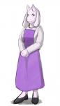 alternate_universe anthro clothed clothing dress female fur horn jewelry necklace simple_background solo white_body white_fur stroberry_oatmeal undermafia undertale undertale_(series) toriel boss_monster_(undertale) bovid caprine mammal hi_res