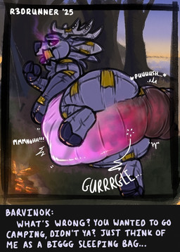 antlers campfire camping death diaper diaper_disposal digestion disposal feces forced forest glowing glowing_eyes hooves horn looking_at_viewer outside paw_on_belly plant raised_leg raised_tail scat_disposal tail teasing tree vore r3drunner animate_inanimate deer diaper_creature mammal colored