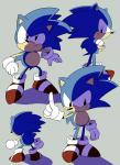 anthro biped black_eyes blue_body blue_fur clothing crossed_arms footwear fur gesture gloves grey_background hand_gesture handwear male multiple_poses pointing pose shoes simple_background smile solo standing sikai sega sonic_the_hedgehog_(series) sonic_the_hedgehog eulipotyphlan hedgehog mammal