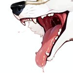 ambiguous_gender bodily_fluids detailed_mouth drooling fangs fur grey_body grey_fur heart_symbol mouth_shot open_mouth saliva saliva_string solo teeth uvula white_body white_fur vespenstudios canid canine canis mammal wolf 1:1 2024 absurd_res hi_res