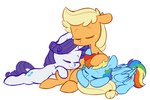 eyes_closed female female/female group horn simple_background sleeping_together trio white_background white_body wings doodlemark friendship_is_magic hasbro my_little_pony mythology applejack_(mlp) rainbow_dash_(mlp) rarity_(mlp) equid equine horse mammal mythological_creature mythological_equine pegasus pony unicorn absurd_res hi_res