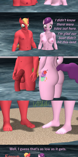 animal_genitalia animal_penis anthro areola balls beach_chair bikini breasts butt clothed clothed/nude clothing equine_genitalia equine_penis eyelashes feet female freckled_face freckles genitals group horn island long_eyelashes male nipples nude penis sand sea skinny_dipping stranded swimwear teleportation text trio two-piece_swimsuit vulva water papadragon69 friendship_is_magic hasbro my_little_pony mythology big_macintosh_(mlp) rarity_(mlp) sugar_belle_(mlp) earth_pony equid equine horse mammal mythological_creature mythological_equine pony unicorn 3d_(artwork) absurd_res comic digital_media_(artwork) english_text hi_res long_image source_filmmaker_(artwork) tall_image