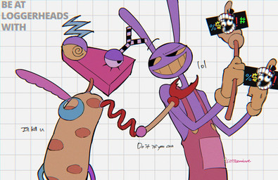 ambiguous_gender ambiguous_humanoid antennae_(anatomy) anthro black_eyebrows black_eyes caine_censorship censor_bar claws clothing detachable detachable_limbs duo eyebrows eyelashes fur gesture gloves grin hand_gesture handwear long_ears male male_anthro markings middle_finger narrowed_eyes overalls pink_clothing pink_overalls pink_wings purple_body purple_ears purple_fur smile spiral spiral_eyes spots spotted_body teeth text wings yellow_clothing yellow_gloves yellow_handwear yellow_sclera yellow_teeth sonokare glitch_productions the_amazing_digital_circus jax_(tadc) zooble_(tadc) animate_inanimate humanoid lagomorph leporid living_toy mammal rabbit shape_head digital_media_(artwork) english_text hi_res watermark nonbinary_(lore)