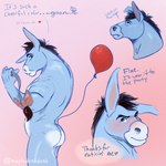 anthro anthrofied balloon blue_body blue_fur blush fur inflatable long_ears male mohawk prosthetic prosthetic_limb prosthetic_tail solo timberdonk disney winnie_the_pooh_(franchise) eeyore asinus donkey equid equine mammal 1:1 hi_res