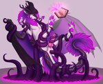 anal anal_penetration anus black_body black_fur claws feral fur genitals knot magic_user male mane membrane_(anatomy) membranous_wings pawpads penetration penis pink_anus pink_claws pink_knot pink_pawpads pink_penis purple_body purple_fur purple_mane solo tentacles white_body white_fur wings cornus mythology dragon furred_dragon furred_scalie mythological_creature mythological_scalie scalie hi_res
