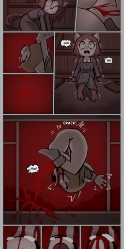 anthro arched_back barefoot big_pupils blood blood_spray bodily_fluids border breaking_bone breasts cleavage clothed clothing confusion constricted_pupils corpse death dilated_pupils duo dying feet female female_death footwear gore grey_border helpless horror_(theme) imminent_death invisible killing navel nipples nude nude_female onomatopoeia pain parody peril pupils ryona scared screaming shaking shocked shriveled slit_throat small_pupils socks sound_effects struggling suffering tearing_clothing tears text torn_clothing trembling violence yelling e254e de_vermis_mysteriis_(book) the_shambler_from_the_stars emma_(e254e) domestic_cat felid feline felis mammal mouse murid murine rodent absurd_res hi_res