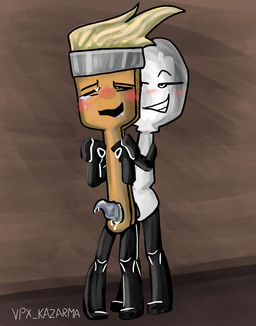 ambiguous_gender anthro bodily_fluids duo genitals hand_holding intersex intersex/male male object_character penetration penis_tentacles saliva sex standing tears tears_of_pleasure tentacle_penetration tentacles unusual_anatomy unusual_genitalia vaginal vaginal_penetration vpx_kazarma paintbrush_(ii) silver_spoon_(ii) animate_inanimate absurd_res digital_media_(artwork) hi_res krita_(artwork)