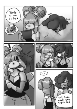 anthro bite electronics female game_console plushie peachkuns animal_crossing kinktober nintendo nintendo_switch bob_(animal_crossing) cyclops mammal absurd_res comic digital_drawing_(artwork) digital_media_(artwork) hi_res monochrome
