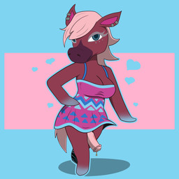 animal_genitalia animal_penis anthro breasts clothing collared_shirt dress_shirt equine_genitalia equine_penis genitals gynomorph intersex penis shirt solo topwear kamikiller animal_crossing nintendo reneigh_(animal_crossing) equid equine horse mammal 1:1 hi_res
