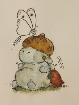 ambiguous_feral ambiguous_gender antennae_(anatomy) blue_body blue_eyes blue_fur brown_tail covered_eyes duo feral fur grass insect_wings monotone_body monotone_fur moss neonate obscured_eyes plant sitting tail text white_wings wings young young_ambiguous young_feral mossyfluff fluffy_pony arthropod butterfly fluffy_pony_(species) insect lepidopteran mammal 3:4 absurd_res artist_name hi_res traditional_media_(artwork)