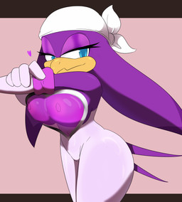 anthro areola beak big_areola big_breasts big_nipples blue_eyes breasts clothed clothing feathers female huge_areola huge_breasts huge_nipples huge_thighs nipples purple_body purple_feathers solo thick_thighs translucent translucent_clothing translucent_topwear lawgx sega sonic_riders sonic_the_hedgehog_(series) wave_the_swallow avian bird hirundinid oscine passerine swallow_(bird) 2026 absurd_res hi_res