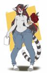 anthro big_bulge blush bulge clothed clothing femboy footwear hair legwear long_hair looking_at_viewer male markings nipples smile socks solo standing striped_markings striped_tail stripes tail tail_markings thick_thighs topless wide_hips boosterpang tobiwanz domestic_cat felid feline felis mammal 2018 absurd_res digital_media_(artwork) hi_res